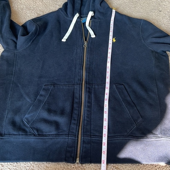 Polo Ralph Lauren Dark Navy Blue Yellow Pony Logo Zip Up Mid-weight Hoodie - Picture 7 of 7